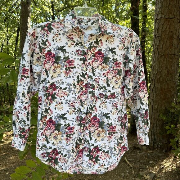 City Sport Vtg Womens Floral Button Up Shirt Shabby Chic Style Cotton-Size Small - Picture 1 of 10